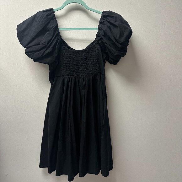 Abercrombie & Fitch Black Babydoll Mini Dress with Puff Sleeves - Picture 3 of 3
